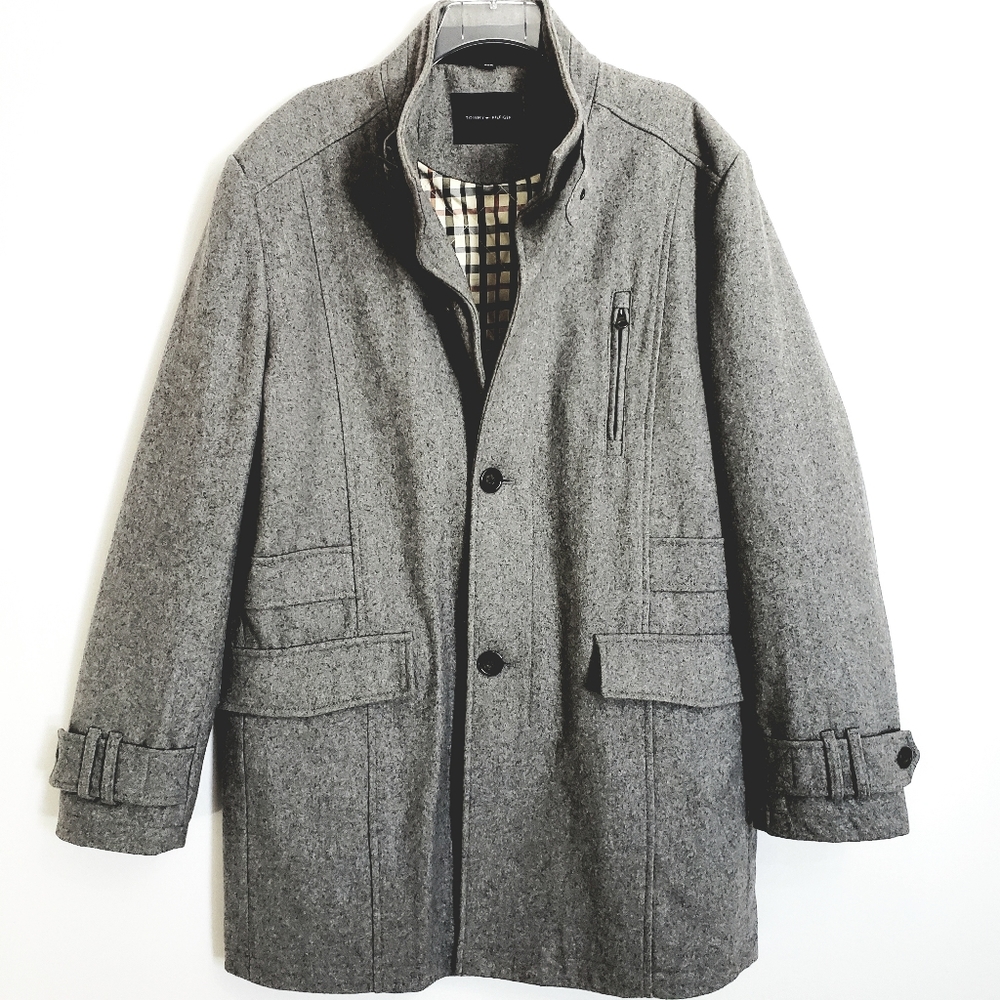 Tommy Hilfiger Nwot Wool Blend Front Button up Gray Coat